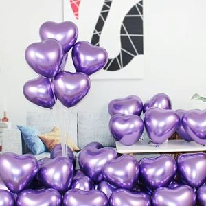 ลูกโป่งหัวใจเมทัลลิก ขนาด10 นิ้ว สีโครเมี่ยม(set 15/20 ลูก) ลูกโป่งสีโครม ลูกโป่งโลหะเงา สําหรับตกแต่งเวที ปาร์ตี้