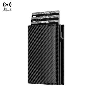 Rfid Blocking Smart Wallet Credit Card Holder Aluminum Metal Case Cardholder PU Leather Pop up Wallets Slim Cardholder for Men