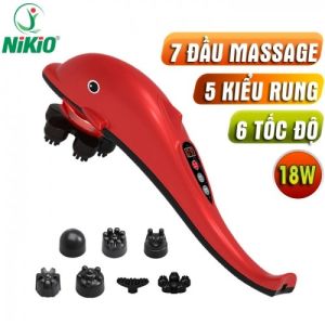 Máy massage cá heo cầm tay Nikio NK-178 - 7 đầu thế hệ mới - pin sạc