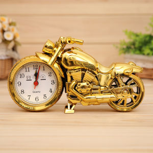 Black Gold Monochrome Motorcycle Alarm Clock Creative Fashion Student Birthday Gift Cute Childrens Present