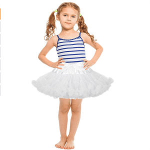 Kids Girls Lolita Cosplay Petticoats A-Line Puffy Tutu Skirt Layered Tulle Ballet Dance Pettiskirts Big Bowknot Underskirt