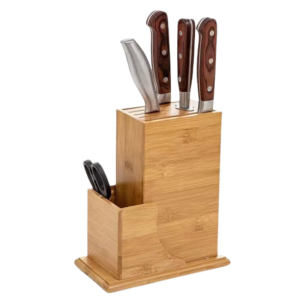 Bamboo Knife Storage Block without Knives 7 Slots Universal Knife Holder Countertop Butcher Block Knife Stand for Easy Kitchen