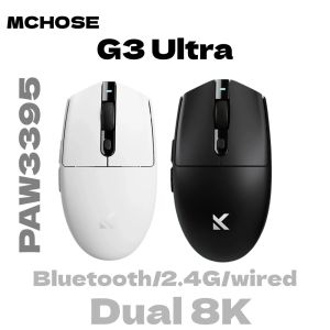 MCHOSE G3 Ultra Wireless Gaming Tri-Mode Mouse PAW3395 26000DPI 8K Polling Rate 64g Ultra-Lightweight Office Mouse