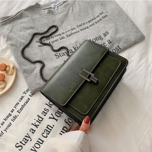 Fashionable Retro Chain Link Womens Shoulder Bag Versatile Small Square Bag Casual Crossbody Bag Soft PU Leather Zipper Closure
