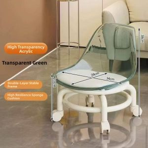 NAIFUNA | Acrylic Silent Child-Friendly Rolling Stool