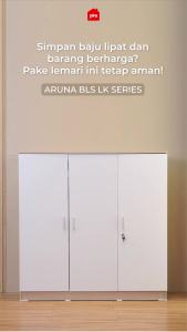 PIRA METROPOLIS OX - ARUNA BLS120 LK Lemari Pakaian 3 Pintu Full Rak dengan Loker Penyimpanan