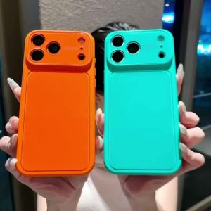 Fashion Candy Solid Color Hard PC Case For iPhone 17 16 15 14 13 Pro Max Tempered Glass Lens Protector Shockproof Back Cover