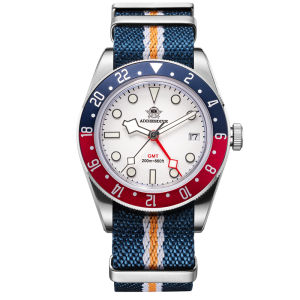 ADDIESDIVE Luxury GMT Mens Analog Watch Diver 200m Waterproof BGW9 Luminous Watch with Nylon Strap Mens Quartz Watches AD2044