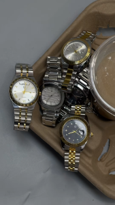 HB Jewelry CORVANE Two Tone Mens Watch with Date and Day Display White Dial Thick Strap Formal Business Wear Office Watch Water Resistant Battery Operated Quartz Watch Non Tarnish Hypoallergenic Watch