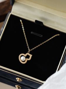 High Quality Non-Fading Pearl Micro-Paved Zircon Gourd Necklace Womens Clavicle Chain Sweater Chain Accessory Gift Premium