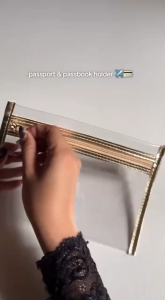 Flat Bag - Leather Transparent PVC Passport Holder Wallet / Travel Documents Pouch / Makeup Bag