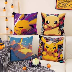 Bandai | Pokemon Venusaur Anime Plush Pillow Cover Soft Short Plush Cushion Cover For Sofa Bedroom Living Room Home Decor Gift