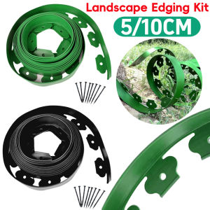 5M/10M Fixed Garden Barrier Lawn Grass Plastic Landscape Edging with Anchoring Spikes Garden Edging Border Kit Easy Install
