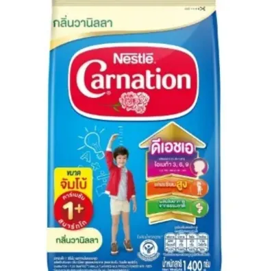 ถุงเดี่ยว นมผง คาเนชั่น ขนาด 1400 กรัม 1+ 3+ รสจืด วนิลา น้ำผึ้ง