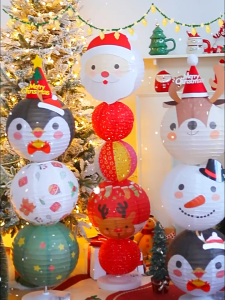 Christmas Paper Lantern Party Decoration Cartoon Decorations Merry Christmas Party Supplies