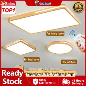 GOGEOUS ceiling lights modern design indoor ceiling light with remote control tri color led ceiling light modern wooden led lights for house ceiling super bright ceiling light for living room kitchen bathroom dinning balcony ceiling lamp