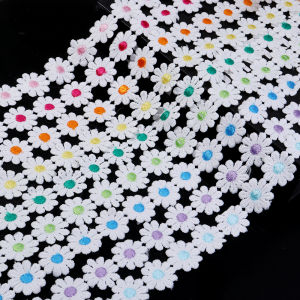 3 Yards/Lot Width 2.5cm 12 Colors Daisy Flower Lace Trim Knitting Wedding Embroidered DIY Garment Earring Sewing Supplies Crafts