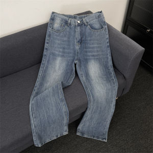กางเกงยีนส์ทรงตรงลำลองสำหรับผู้ชาย ทรงวินเทจสไตล์อเมริกัน ทรงหลวม สไตล์สตรีท กางเกงยีนส์ทรงหลวมสำหรับผู้ชาย ทรงสลิมฟิต