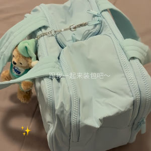 Large Capacity Portable Travel Cosmetic Bag for Women Sea Salt Blue New Style Makeup Bag Storage Organizer Cubic Shape Pure Color