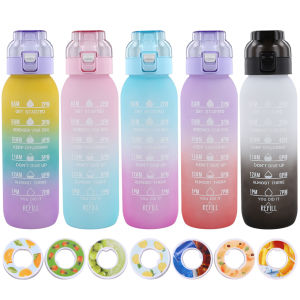 Bình nước thể thao 1000ml bền với nắp bảo vệ rò rỉ và 7 que để tập thể dục và đi bộ đường dài