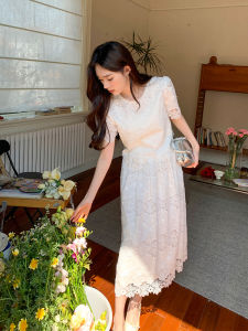 GERTCOREL2025 Spring Summer Design Hollow out Short Sleeve Cotton Embroidered Top Set Womens Fashionable Casual Wear