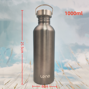 Leno | Bình Nước Thể Thao Bằng Thép Không Gỉ 304 Thành Đơn Dung Tích 350-2000ml Miệng Rộng Nắp Thép Toàn Phần Kèm Dây Đeo Dùng Cho Xe Đạp.