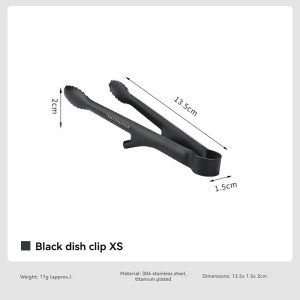Campingmoon | MS-16 Stainless Steel Mini Tongs (Silver & Black) Nonslip Tongs for BBQ and Outdoor Picnics (Available in Small & Large Sizes)