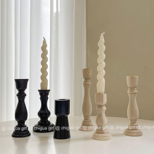 Rustic Roman Column Style Wooden Candle Holder
