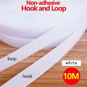1-10M Sew On Hook & Loop Tape | Non-Adhesive Nylon Magic Strap 20-50mm White | Heavy-Duty Velcros Fastener for DIY Clothing/Bags