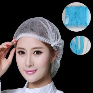 100 PCS Disposable Microblading Non Woven Fabric Makeup Hair Net Cap Sterile Hat Chef Catering Dust Strip Hats Bathroom Supplies