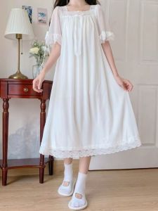 Phong Cách Công Chúa Đồ Ngủ Váy Ngủ Trẻ Em Tay Ngắn Xuân Hè Váy Ngủ Trẻ Em Ren Lưới Chất Liệu Modal Trang Chủ Bộ Đồ Ngủ Thoải Mái Cho Bé Gái