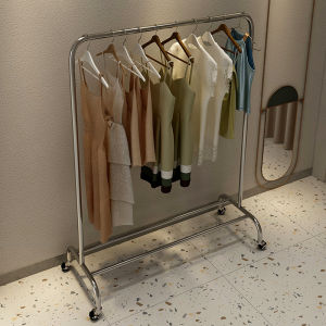 Stainless Steel Foldable Clothes Drying Rack Balcony Bedroom Hat Rack with Wheels Moving And Sliding Nordic Style Clothesline