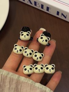 National Style Panda Barrettes Kids Small Rubber Band Cute Grip Girl Hair Band Baby Hair Ties Online Influencer Bang Cropped Hair Clip Barrettes