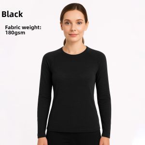 Womens Merino Wool Quick Dry Outdoor Long Sleeve T-Shirt Sports Underwear Hiking Base Shirt Breathable Sweat Absorbent L19