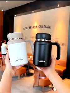 Ly Cốc Giữ Nhiệt  750ml Có Lưới Lọc Trà Nắp Và Tay Cầm Chất Liệu Inox 316 Cao Cấp Uống Trà Cà Phê