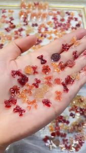 Set 30 Phụ Kiện Trang Trí Móng Tay Màu Cà Phê Trong Suốt Hình Nơ Hoa Trà Thời Trang Thu Đông