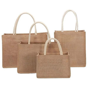 5TH Burlap Tote Bags Blank Jute Beach Shopping Handbag for Grocery Crafts Wedding