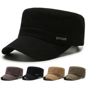 Seasonal New Mens Hats: Casual Twill Cotton Flat Top Hats Simple Flat Top Duckbill Hats Elegant Sunshade Baseball Caps