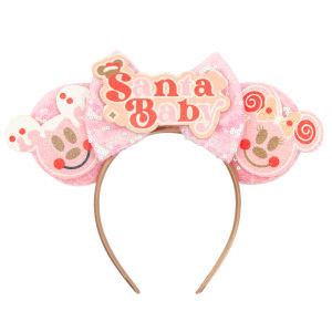 Disney | 2025 NEW Castle Mouse Ears Headband Girls Women Sequins 5‘’Bow Hairband Christmas Festival Party Cosplay DIY Hair Accessories