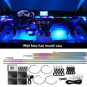 YIYUE | Đèn Trang Trí Xe Hơi Toàn Bộ Ẩn Acrylic Đổi Màu Không Dây Điều Khiển Dual APP