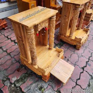 Bàn thờ thần tài ông địa 48×68 gỗ xoan quỳ trụ mẫu mới
