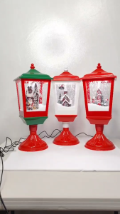 ONELINE #LD19E-1/19E-2/19E-R A festive tabletop Red Indoor Snowing Scene LampLighted Musical Santa Claus Snowing Christmas Decoration