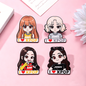 Miniso | 4pcs Kpop Girls Group Fashion Enamel Pins Set Anime Brooches Lapel Pin Badges for Backpack And Clothes Accessory Fashion Jewelry