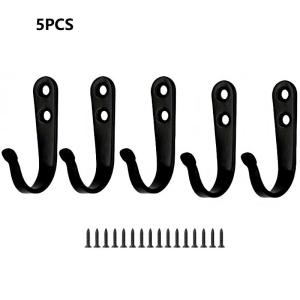 [L] 5/10 Pcs Heavy-Duty Iron Coat Hooks With ScrewsAnti-Rust Wall Mounted For Home Office Industrial