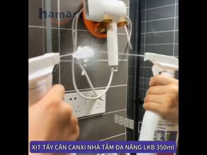 Chai Xịt Tẩy Cặn Canxi Inox Gương Kính Nhà Tắm LKB 350ml Tẩy Cặn Ố Mờ Vòi Sen Lavabo Hồ Cá Tường Gạch Đa Năng