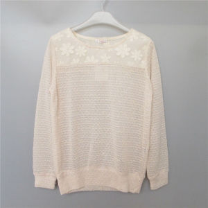 Honeys Original ผู้หญิง ลูกไม้ คอกลมกลวงออกบาง เสื้อสเวตเตอร์ถัก ฤดูใบไม้ผลิ ฤดูใบไม้ร่วง คอกลมต่ําแขนยาวปกติ