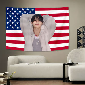 90X150 ซม.Sunghoon Flag Tapestry Ldol สีชมพูธง Art แขวนผนังห้องนั่งเล่นอเมริกันห้องนอน Dorm ตกแต่งแบนเนอร์ผนังผ้า