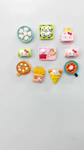 Sanrio | Kitty Simulation Food Toy Fridge Magnets 3D Cute JP KT Cat Kawaii Toast Sandwich Pizza Miniature Magnetic Home Decor Gifts Resin