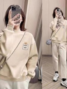 ทันสมัย บุด้วยผ้าฟลีซ คอกลม เสื้อสเว็ตเชิ้ต ชุดชั้นในสําหรับผู้หญิง หลวม ประเภท ผ้าฝ้าย Blend ฤดูหนาว 2023 พิมพ์ ดีไซน์ K-style