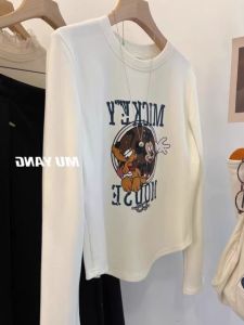 Slightly Oversized Girls Plus Size Cartoon Print Inner Wear Long Sleeve T-shirt Female Autumn and Winter Loose Slim Looking Brushed Dralon Base Tops